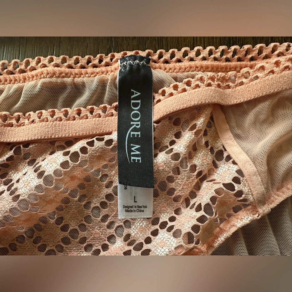 Adore Me Peach Lace Bralette and Panty Set in Peach-size Large - Picture 5 of 5
